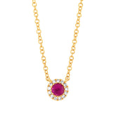 0.04ct Diamond & 0.14ct Ruby 14k Yellow Gold Diamond Pendant